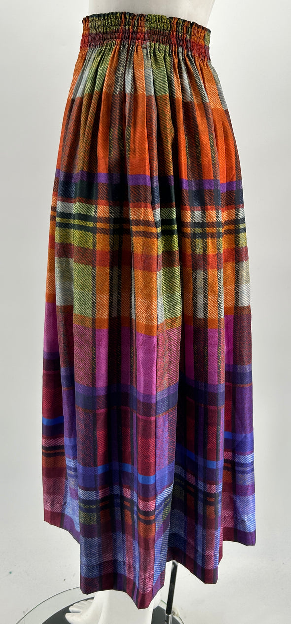 Jupe longue à carreaux multicolores
