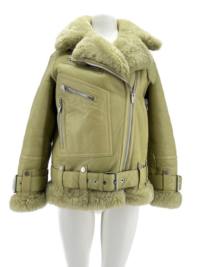 Veste "Moya" en shearling verte