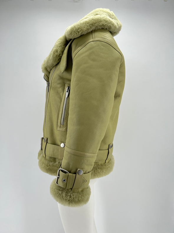 Veste "Moya" en shearling verte