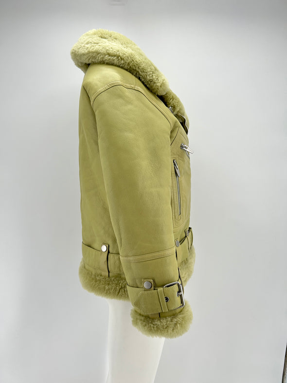 Veste "Moya" en shearling verte