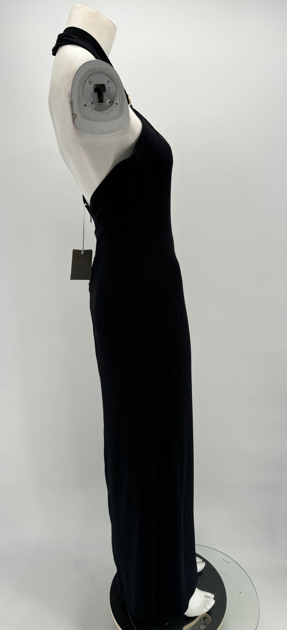 Robe longue noire sans manches "Sablz"