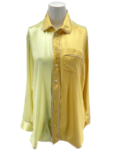 Chemise en soie bicolore jaune