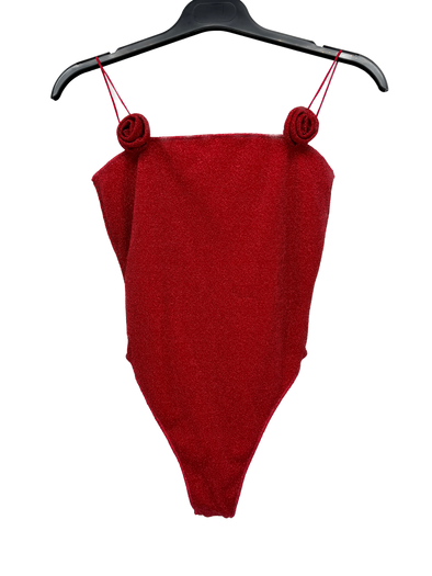 Maillot une pièce rouge avec roses