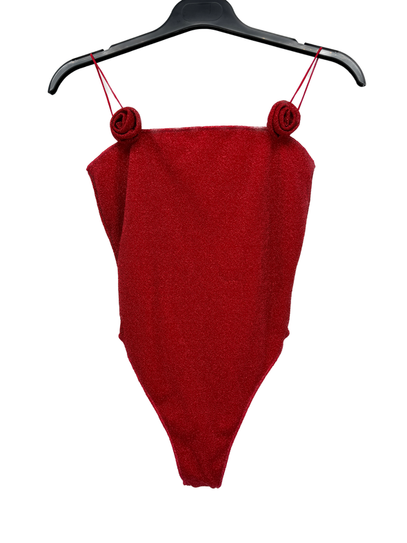 Maillot une pièce rouge avec roses