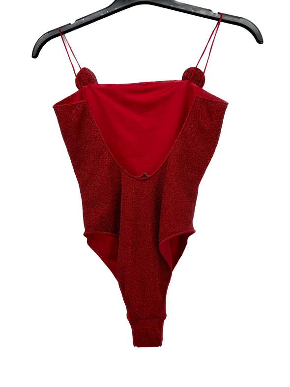 Maillot une pièce rouge avec roses