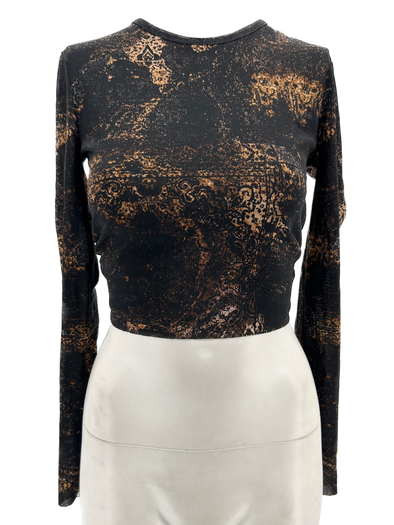 Top dos nu à imprimé marron et noir