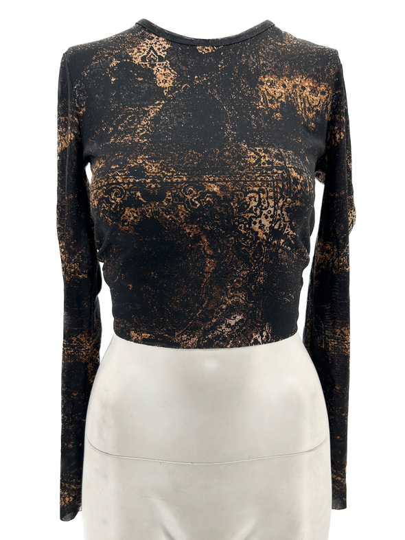 Top dos nu à imprimé marron et noir