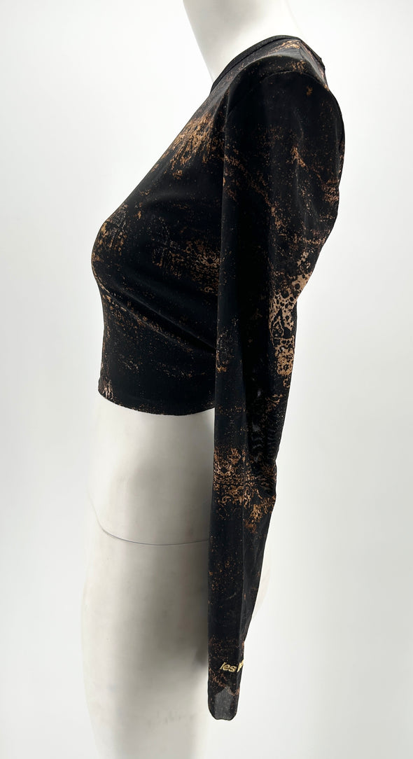 Top dos nu à imprimé marron et noir