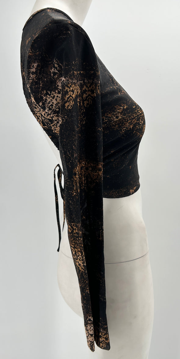 Top dos nu à imprimé marron et noir