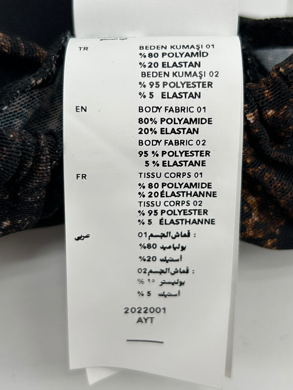 Top dos nu à imprimé marron et noir