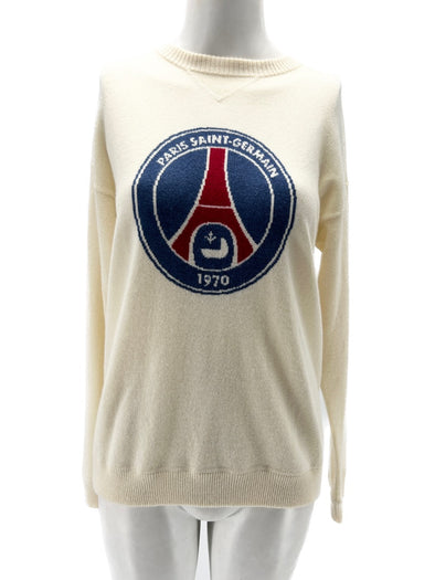 Pull beige en cachemire à logo PSG
