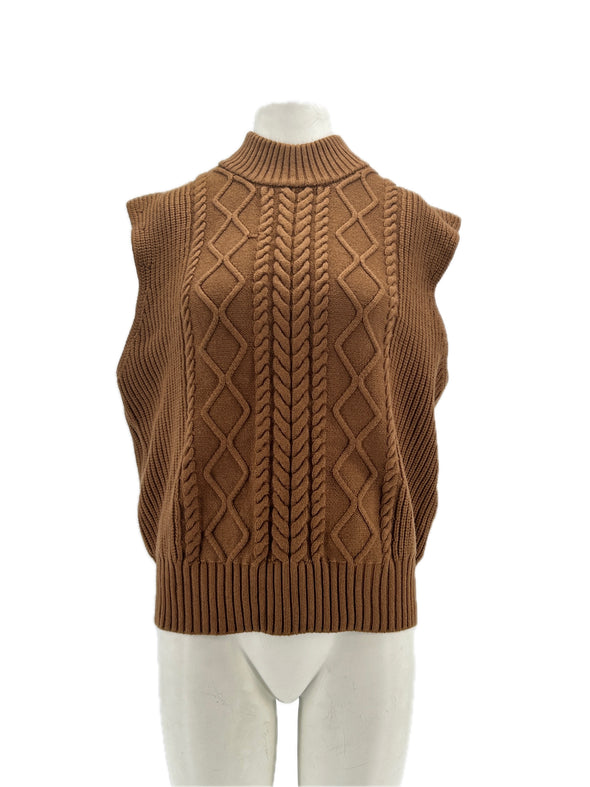 Pull sans manches marron