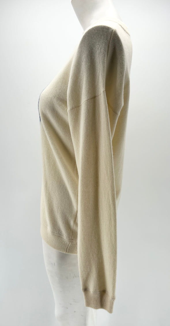 Pull beige en cachemire à logo PSG