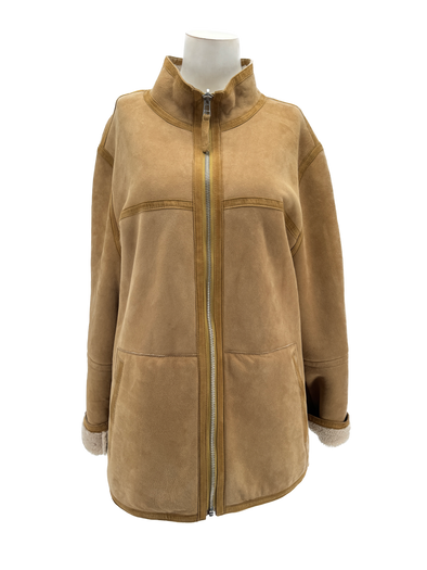 Manteau marron en cuir