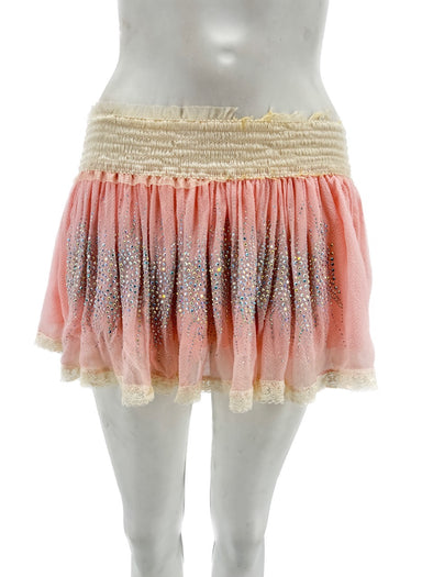 Jupe rose à paillettes à dentelle