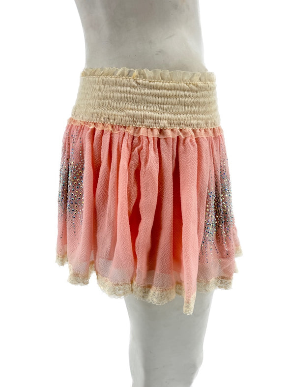 Jupe rose à paillettes à dentelle