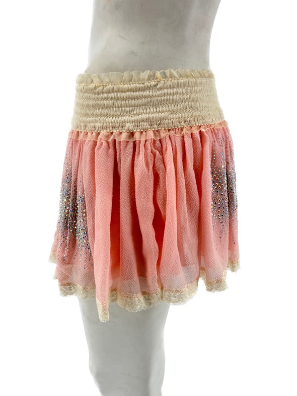 Jupe rose à paillettes à dentelle