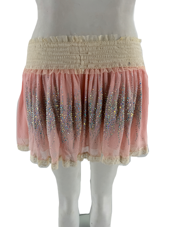 Jupe rose à paillettes à dentelle