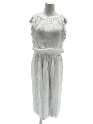 Robe longue blanche en lin