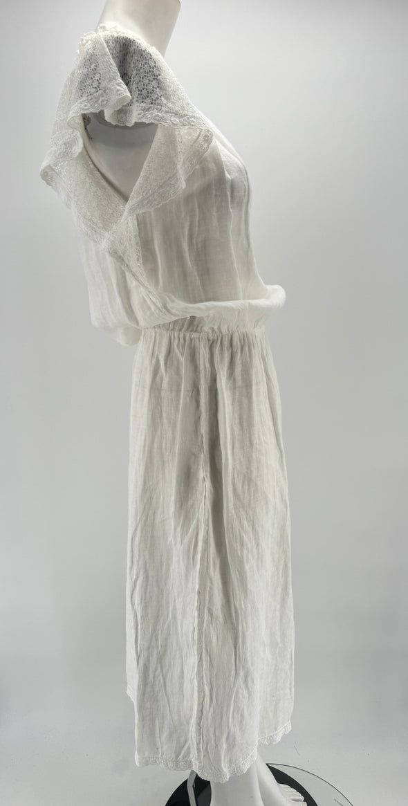 Robe longue blanche en lin