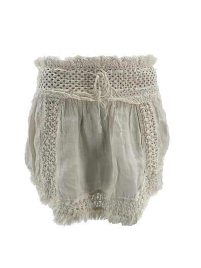 Jupe blanche à franges en dentelle