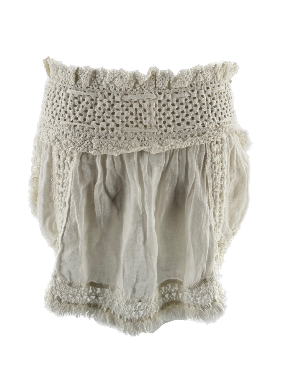 Jupe blanche à franges en dentelle