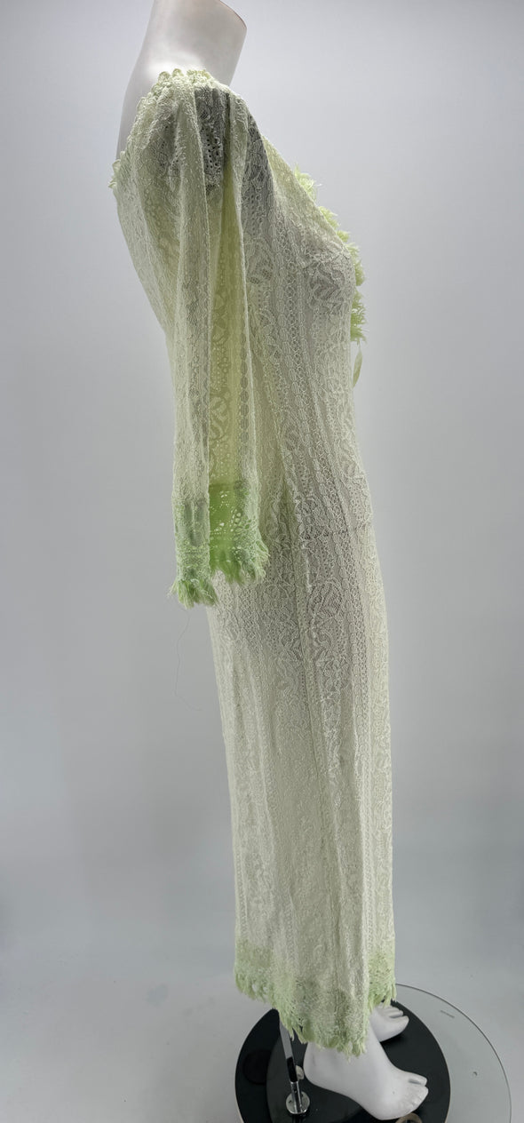 Robe verte en dentelle