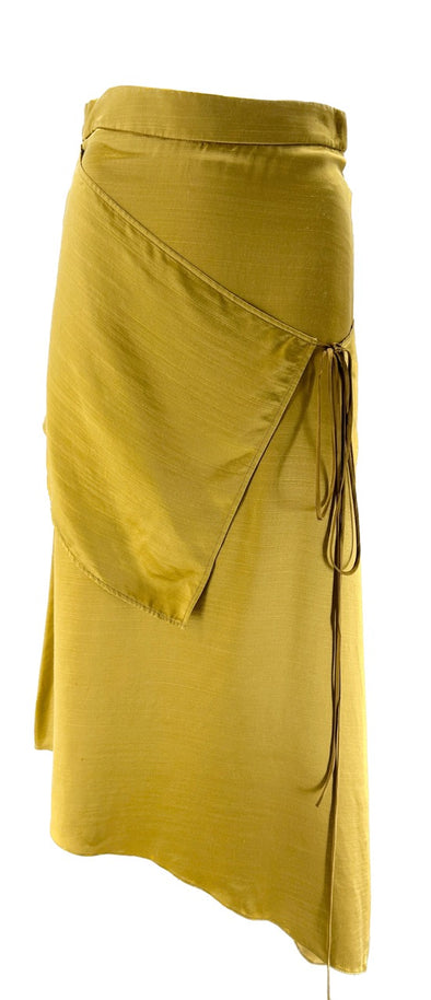 Jupe satinée asymétrique jaune