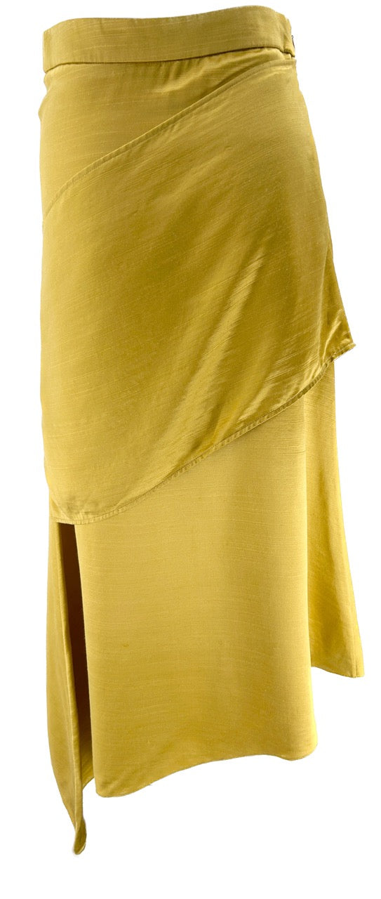 Jupe satinée asymétrique jaune