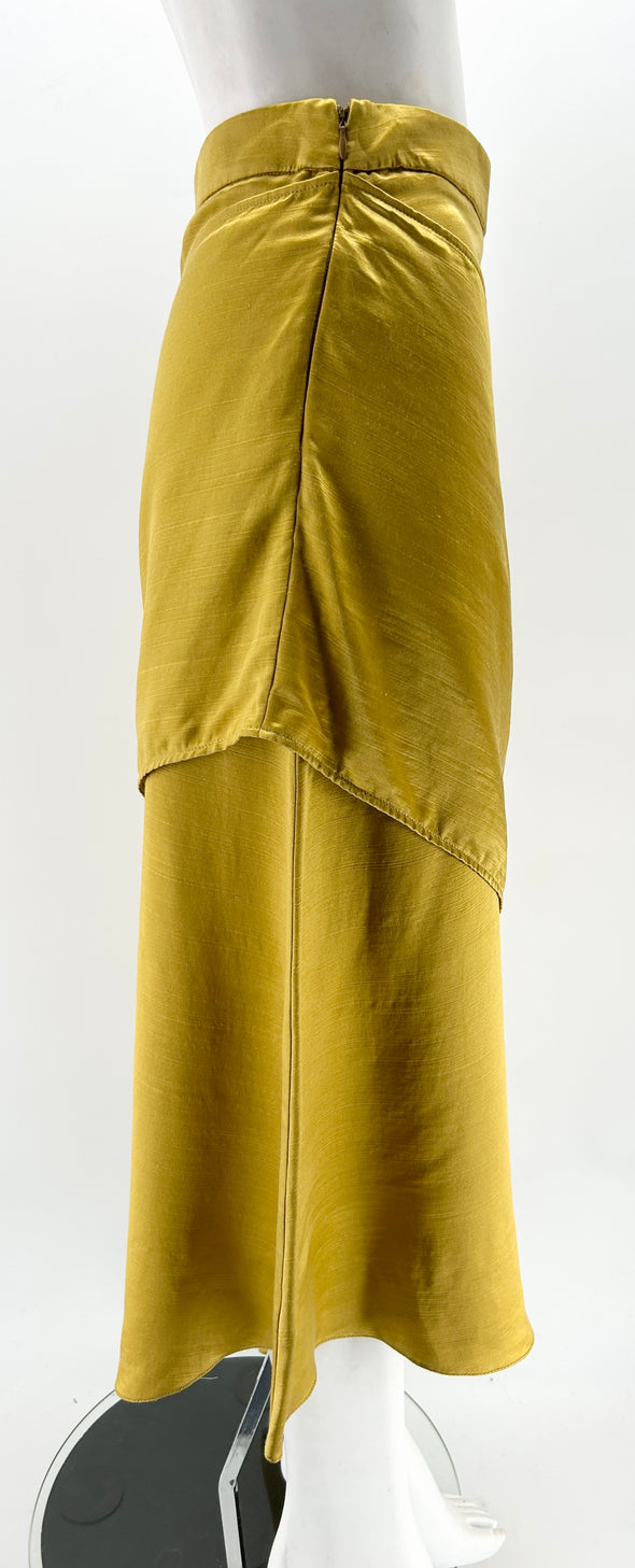 Jupe satinée asymétrique jaune