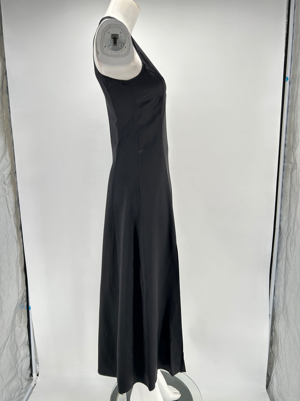 Robe longue en soie noire "Mina"