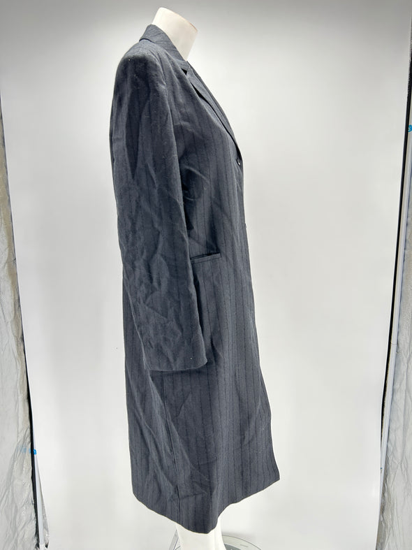 Manteau long gris foncé avec rayures noires "Devon"
