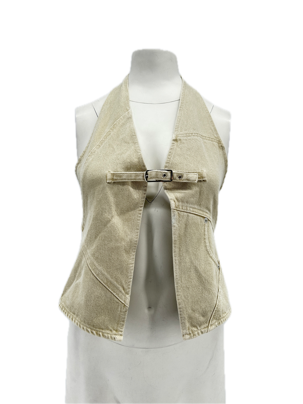 Gilet sans manches beige