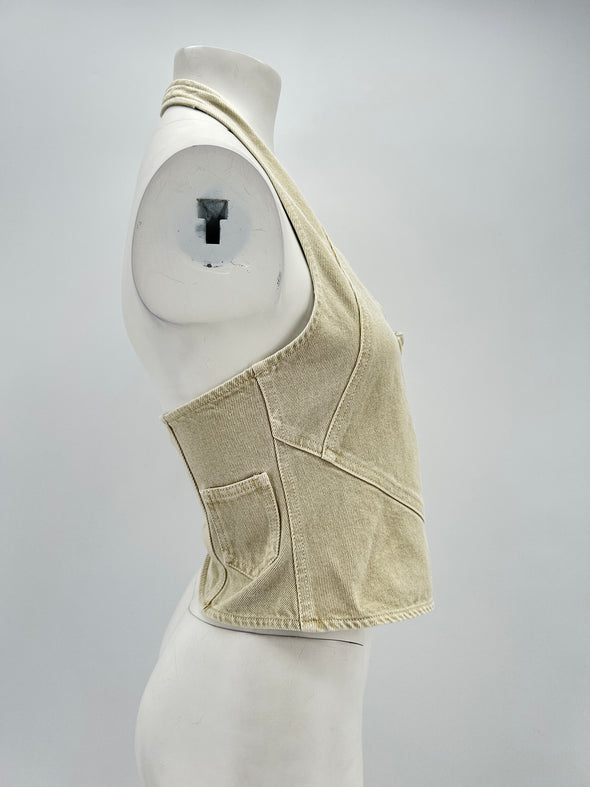 Gilet sans manches beige