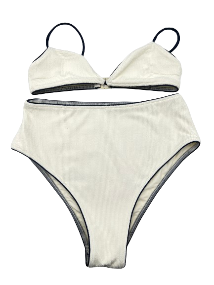 Maillot de bain deux pièces blanc et noir