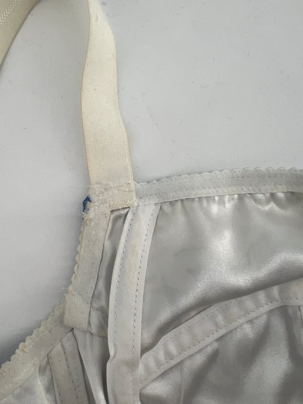 Crop top en soie à imprimé bleu et blanc