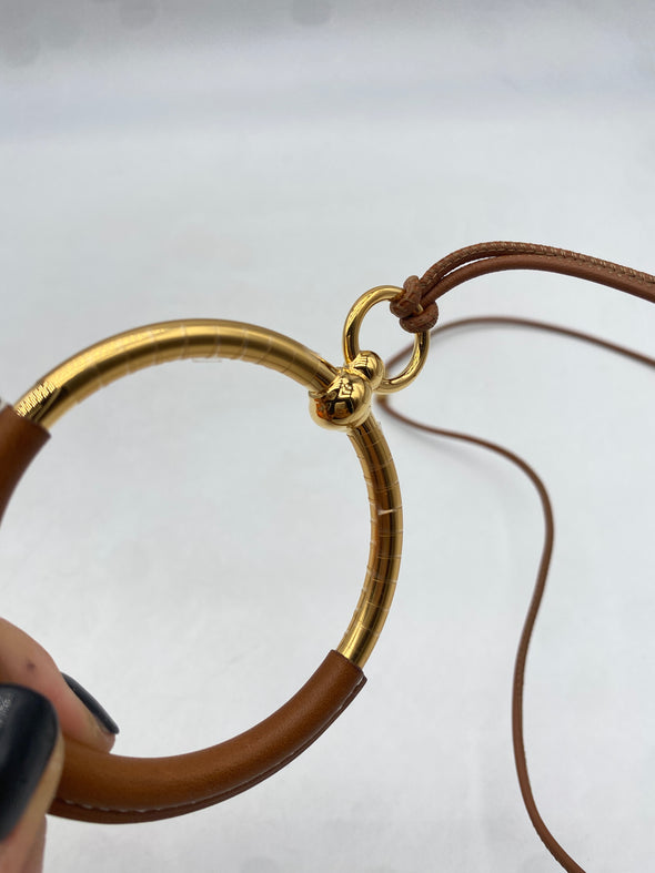 Collier "Loop" en cuir et plaqué or