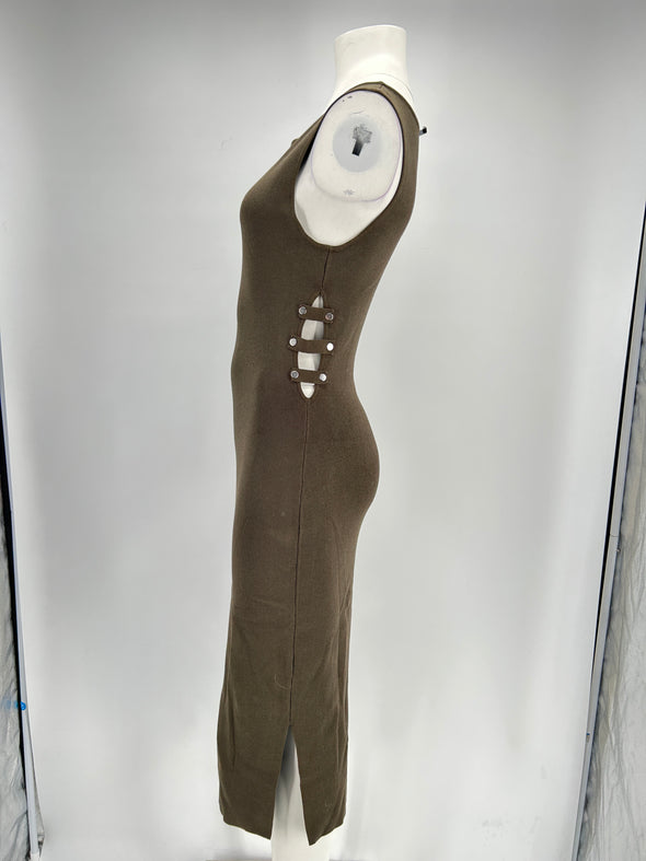 Robe ajourée kaki