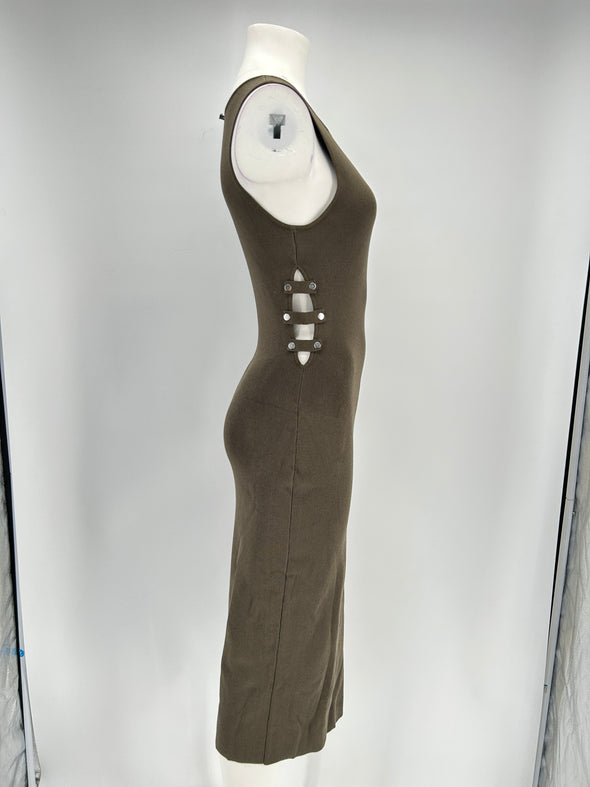 Robe ajourée kaki