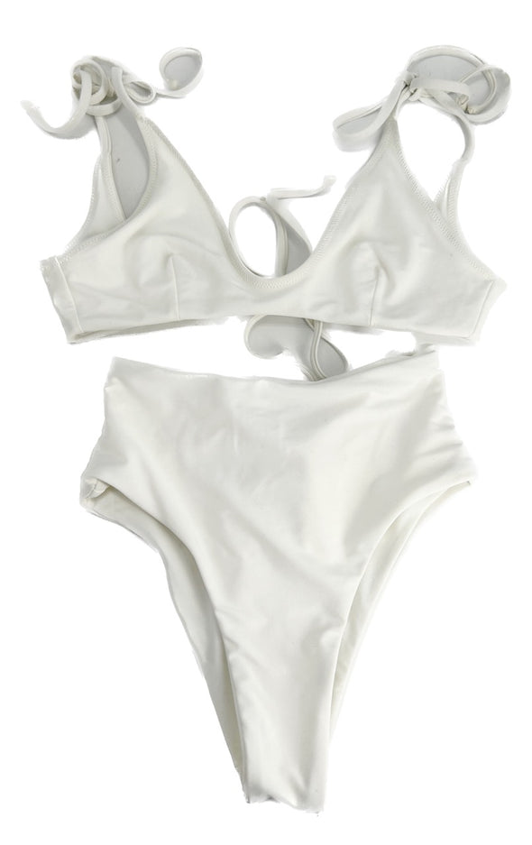 Ensemble maillot de bain blanc ajustable