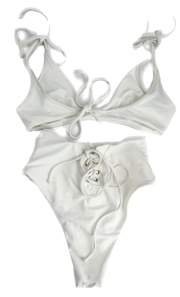 Ensemble maillot de bain blanc ajustable