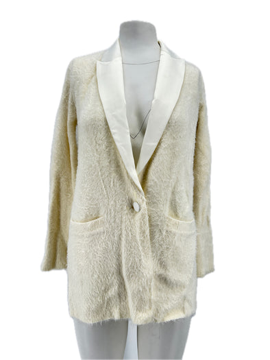 Blazer texturé écru