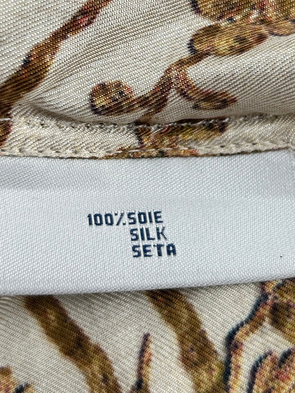 Chemise beige à motifs en soie