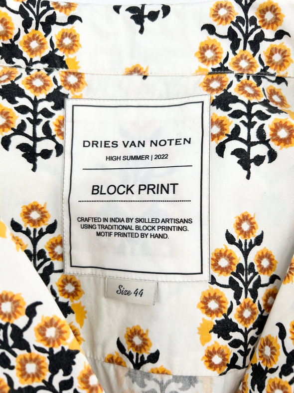 Chemise blanche à motifs fleurs jaunes