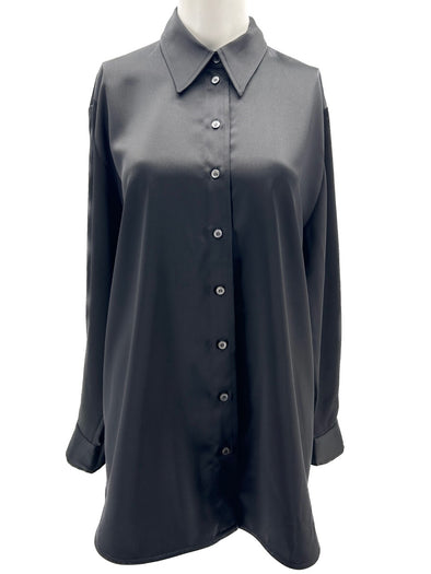 Chemise noire satinée