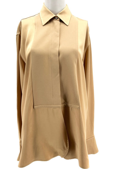 Chemise beige satinée