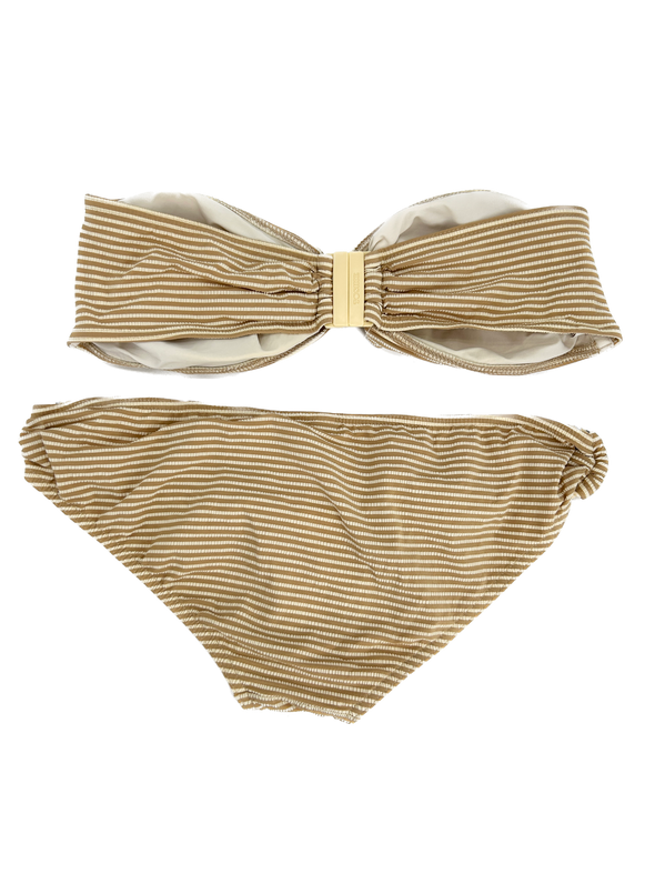 Maillot de bain beige à rayures blanches