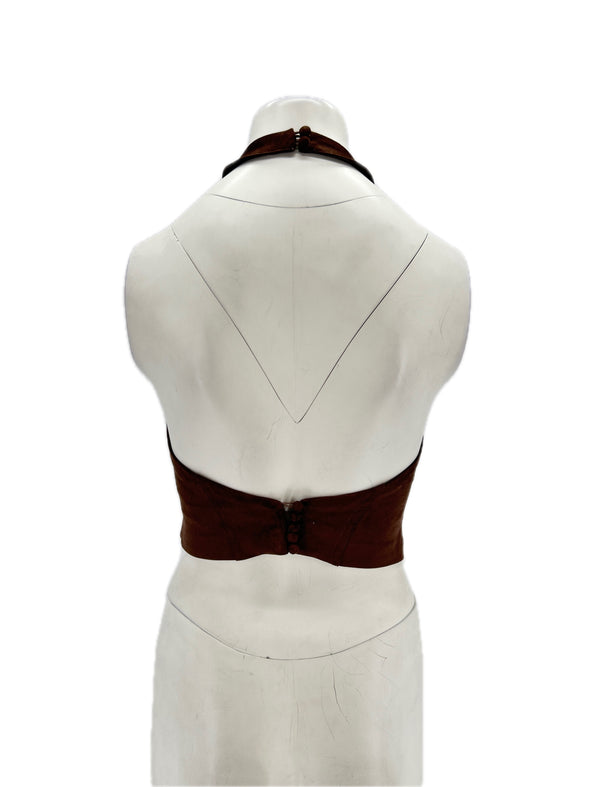 Top en faux daim marron