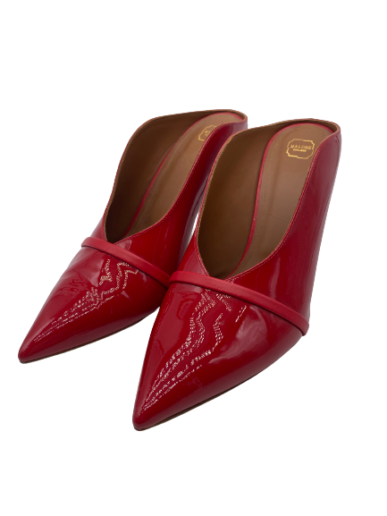 Mules à talons en cuir vernis
