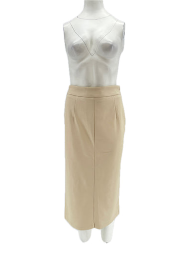 Jupe beige en similicuir
